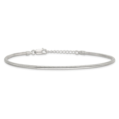 9 Inch Sterling Silver 2.5mm Snake Chain 9In Plus 1In Ext. Anklet