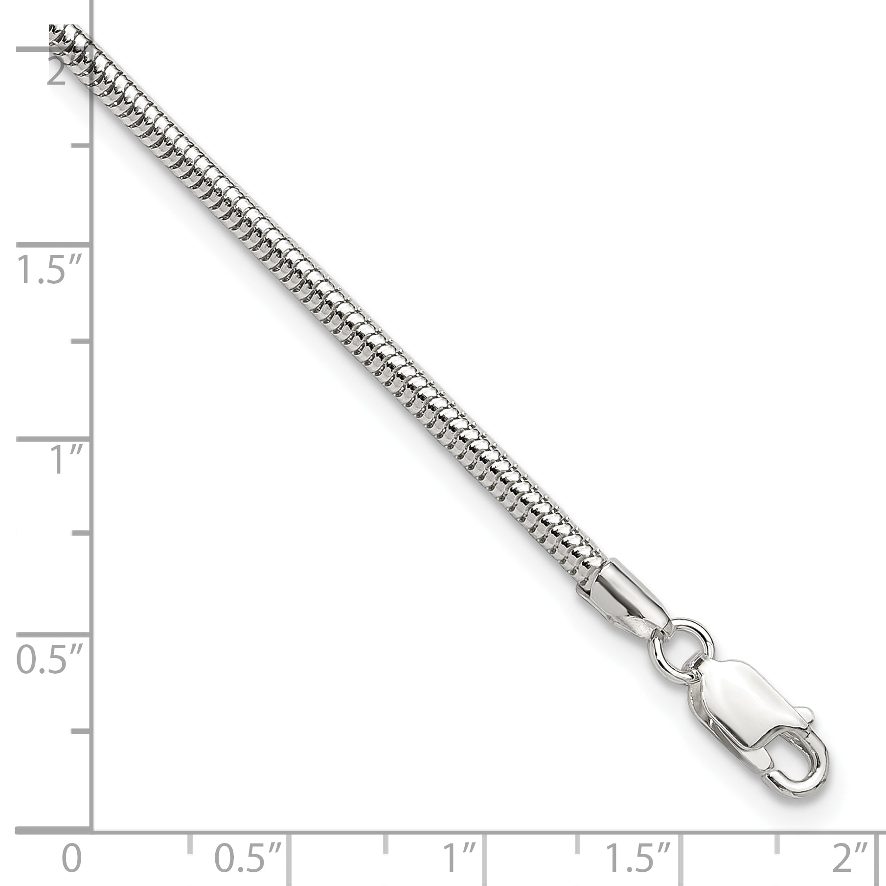 9 Inch Sterling Silver 2.5mm Snake Chain 9In Plus 1In Ext. Anklet