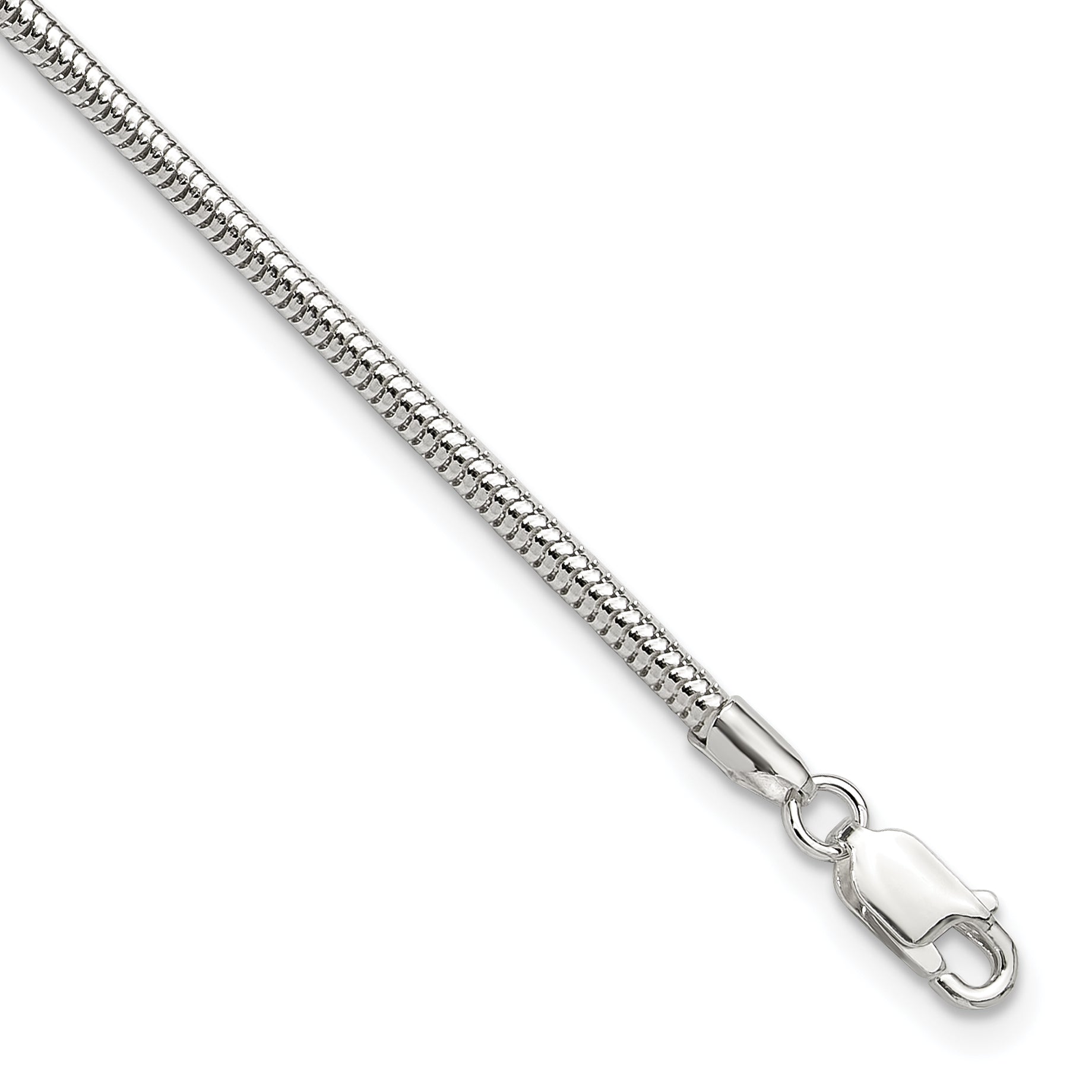 9 Inch Sterling Silver 2.5mm Snake Chain 9In Plus 1In Ext. Anklet