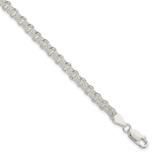 7 Inch Sterling Silver 4mm Double Link Charm Bracelet
