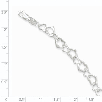 7.5 Inch Sterling Silver Hearts Bracelet