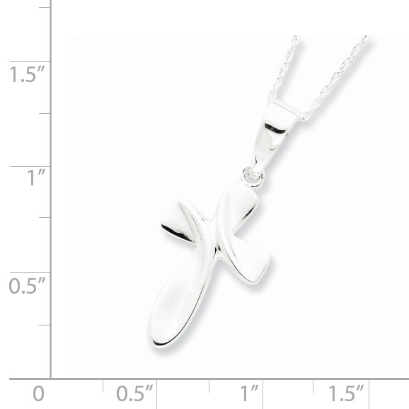 Sterling Silver Rhodium-Plated Cross Necklace