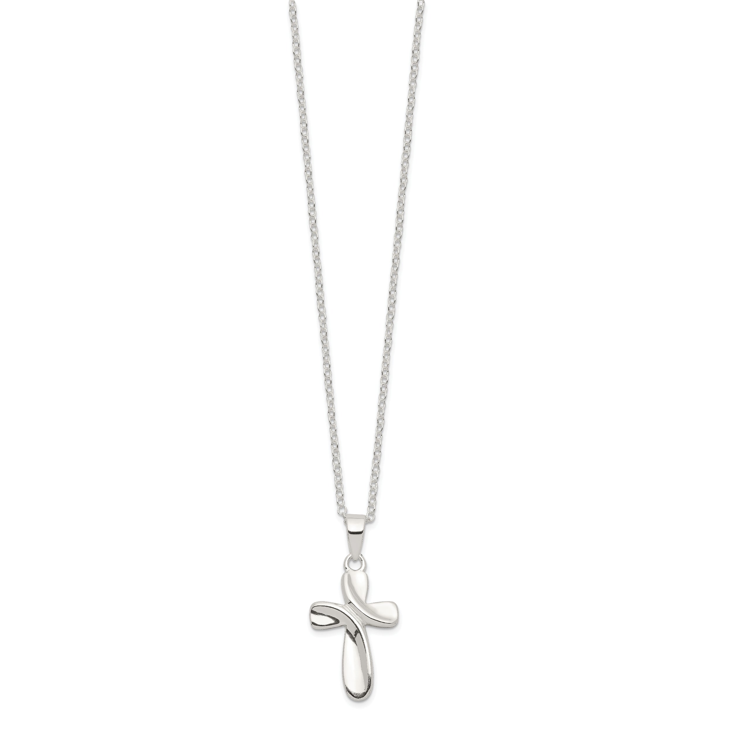Sterling Silver Rhodium-Plated Cross Necklace