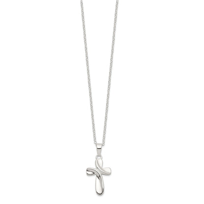 Sterling Silver Rhodium-Plated Cross Necklace