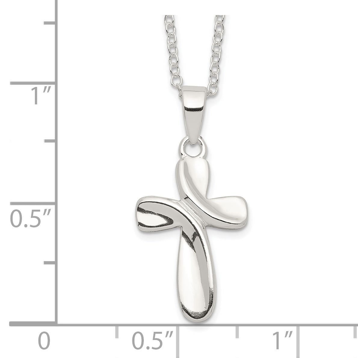 Sterling Silver Rhodium-Plated Cross Necklace