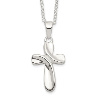 Sterling Silver Rhodium-Plated Cross Necklace