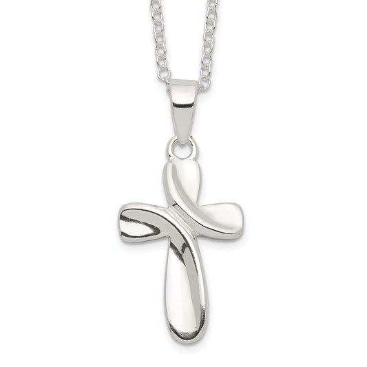 Sterling Silver Rhodium-Plated Cross Necklace