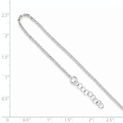 9 Inch Sterling Silver Polished Rolo Chain With 1In Ext. Anklet