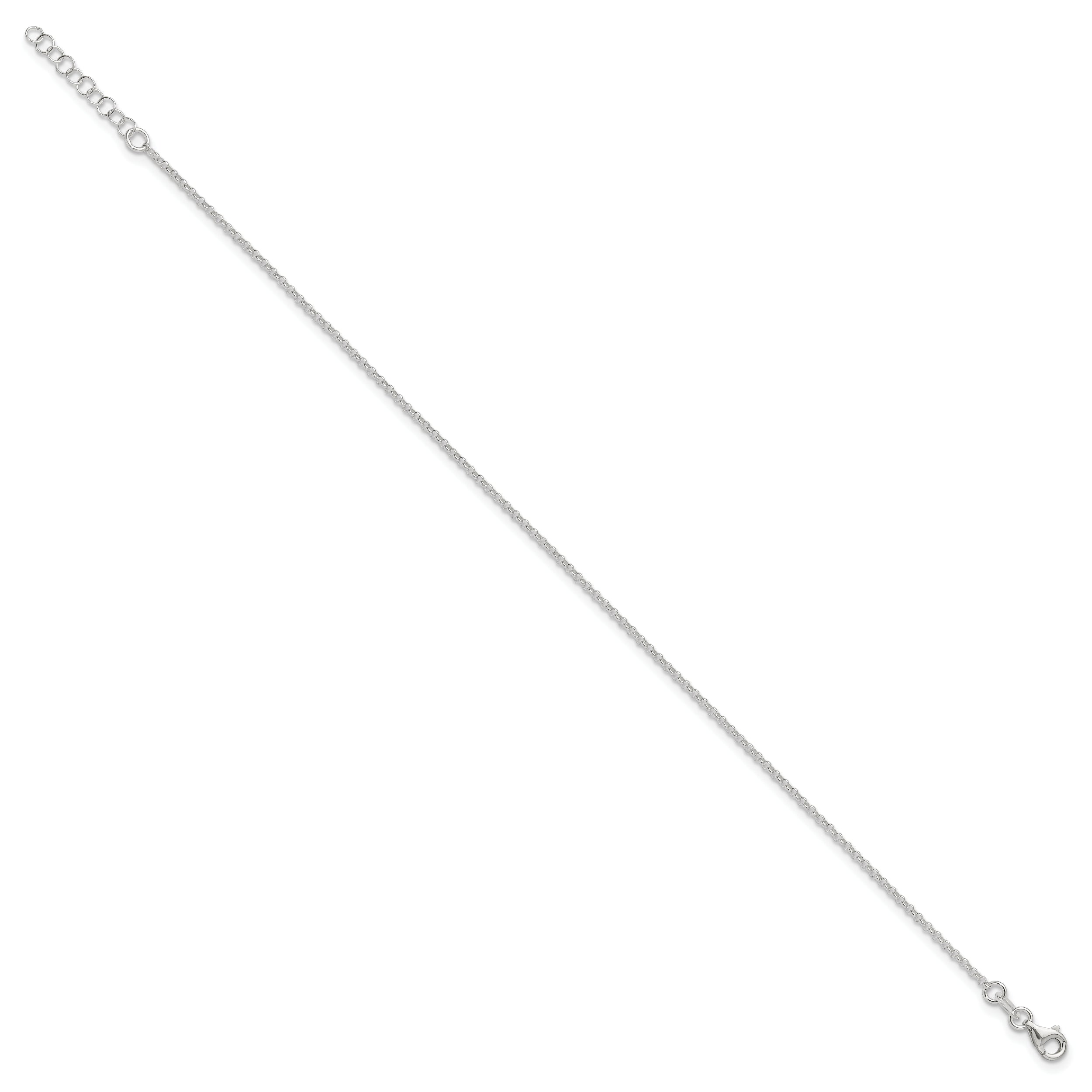 9 Inch Sterling Silver Polished Rolo Chain With 1In Ext. Anklet