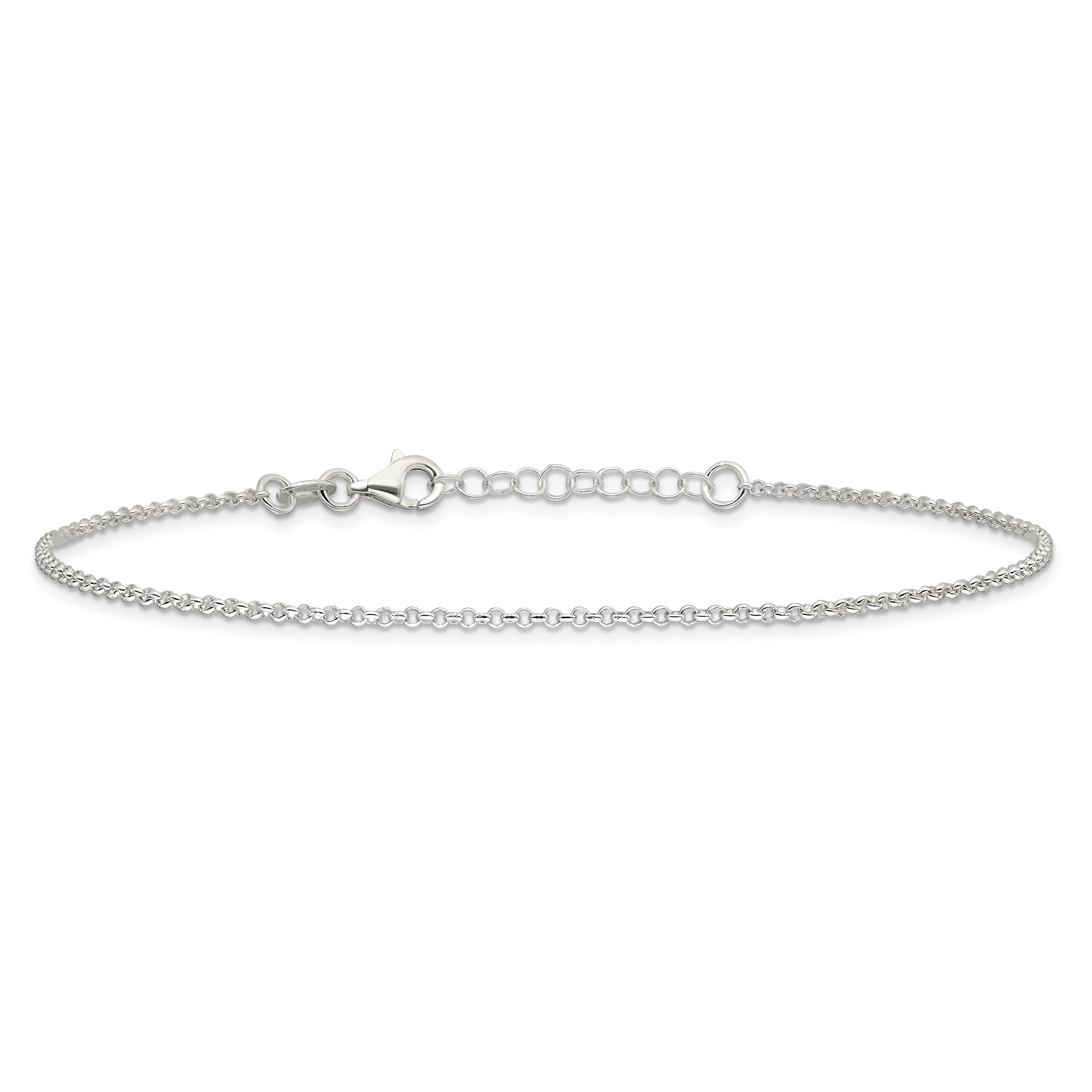 9 Inch Sterling Silver Polished Rolo Chain With 1In Ext. Anklet