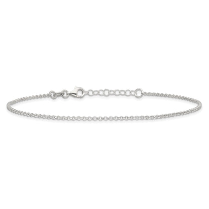 9 Inch Sterling Silver Polished Rolo Chain With 1In Ext. Anklet