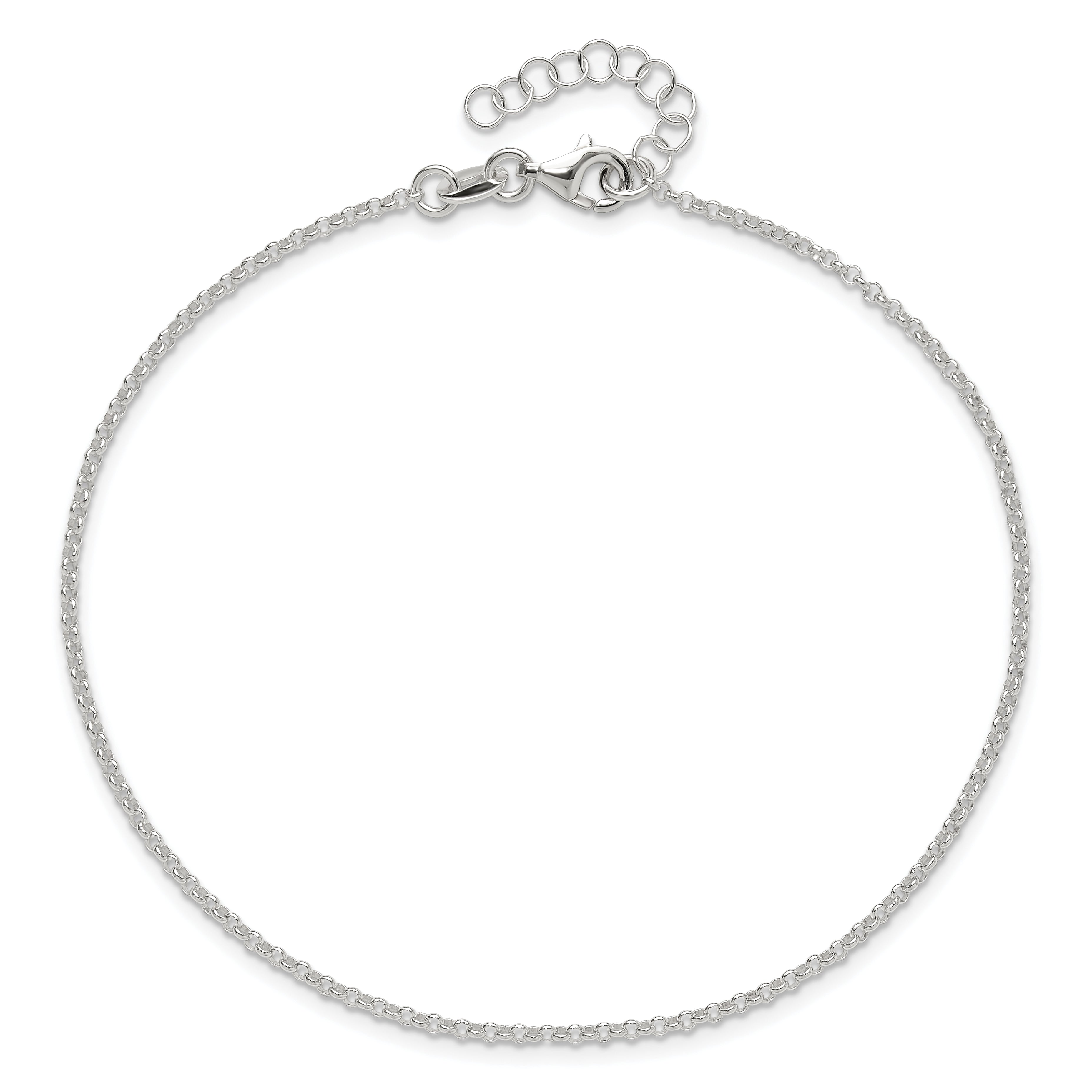9 Inch Sterling Silver Polished Rolo Chain With 1In Ext. Anklet