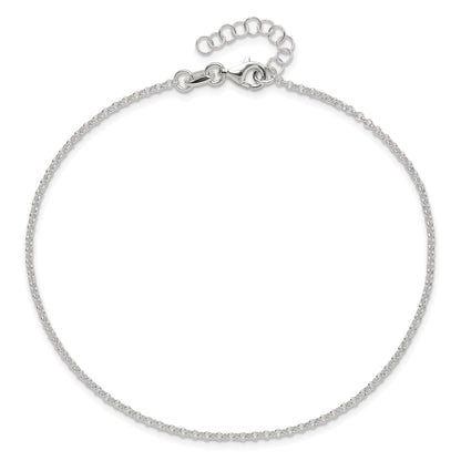 9 Inch Sterling Silver Polished Rolo Chain With 1In Ext. Anklet