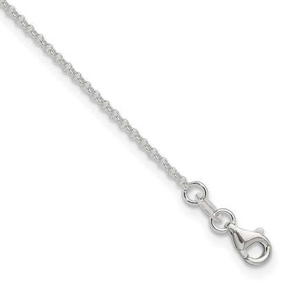9 Inch Sterling Silver Polished Rolo Chain With 1In Ext. Anklet