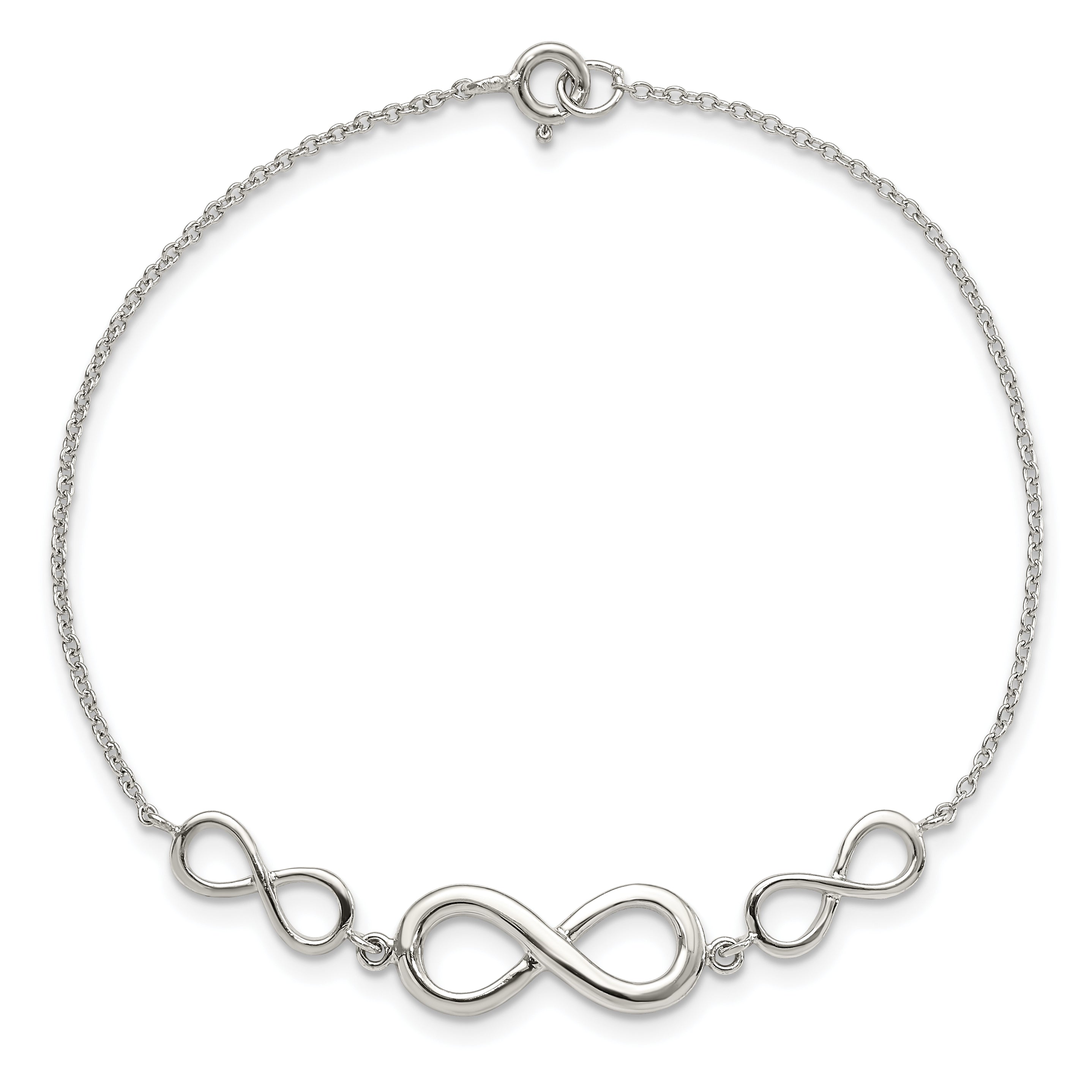 7.25 Inch Sterling Silver Rhodium-Plated Polished Infinity Symbol Bracelet