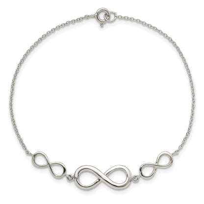 7.25 Inch Sterling Silver Rhodium-Plated Polished Infinity Symbol Bracelet