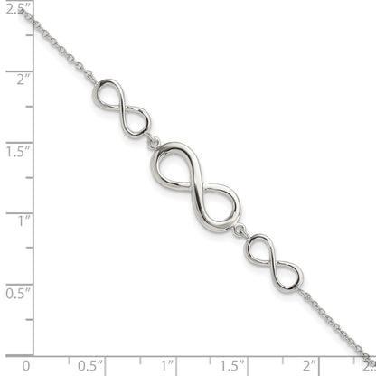 7.25 Inch Sterling Silver Rhodium-Plated Polished Infinity Symbol Bracelet