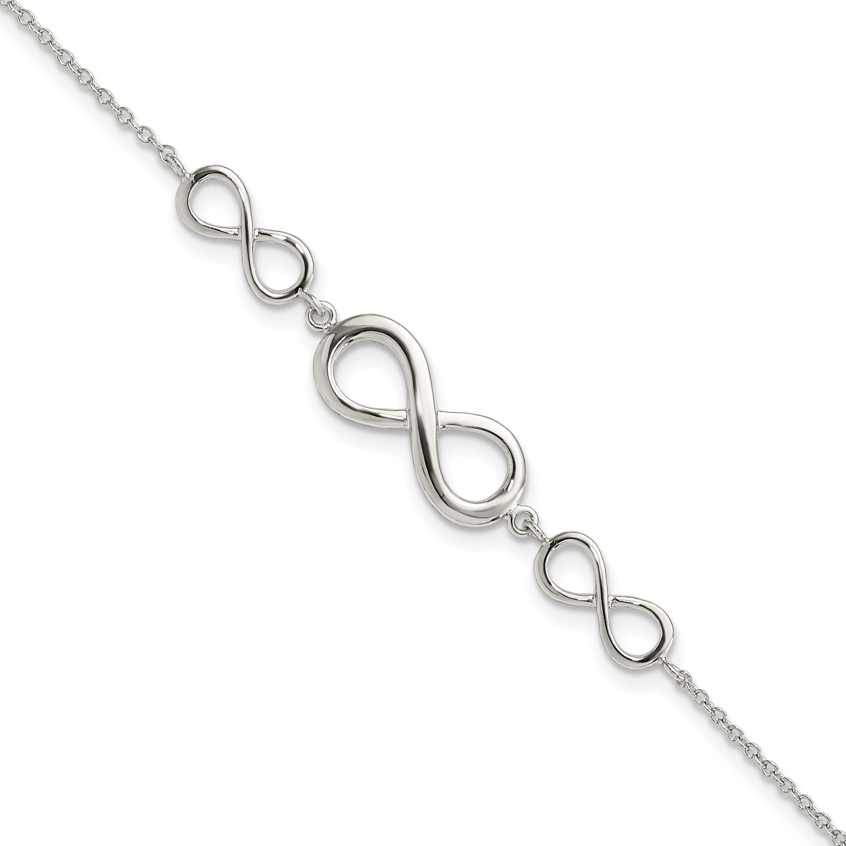 7.25 Inch Sterling Silver Rhodium-Plated Polished Infinity Symbol Bracelet