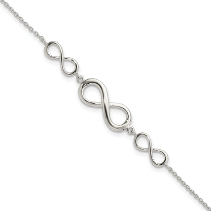 7.25 Inch Sterling Silver Rhodium-Plated Polished Infinity Symbol Bracelet