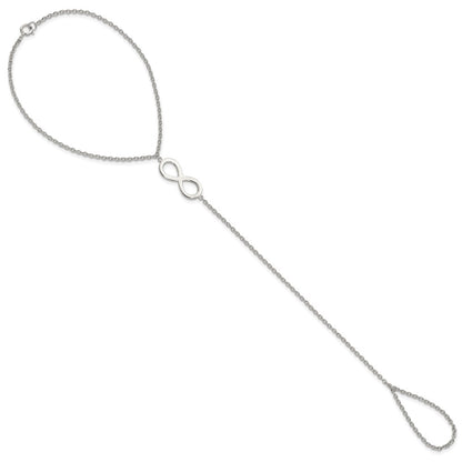 Sterling Silver Rh-Plated Polished Infinity Symbol Attached Ring/Bracelet