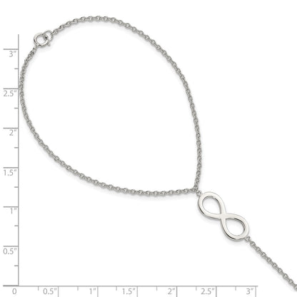 Sterling Silver Rh-Plated Polished Infinity Symbol Attached Ring/Bracelet