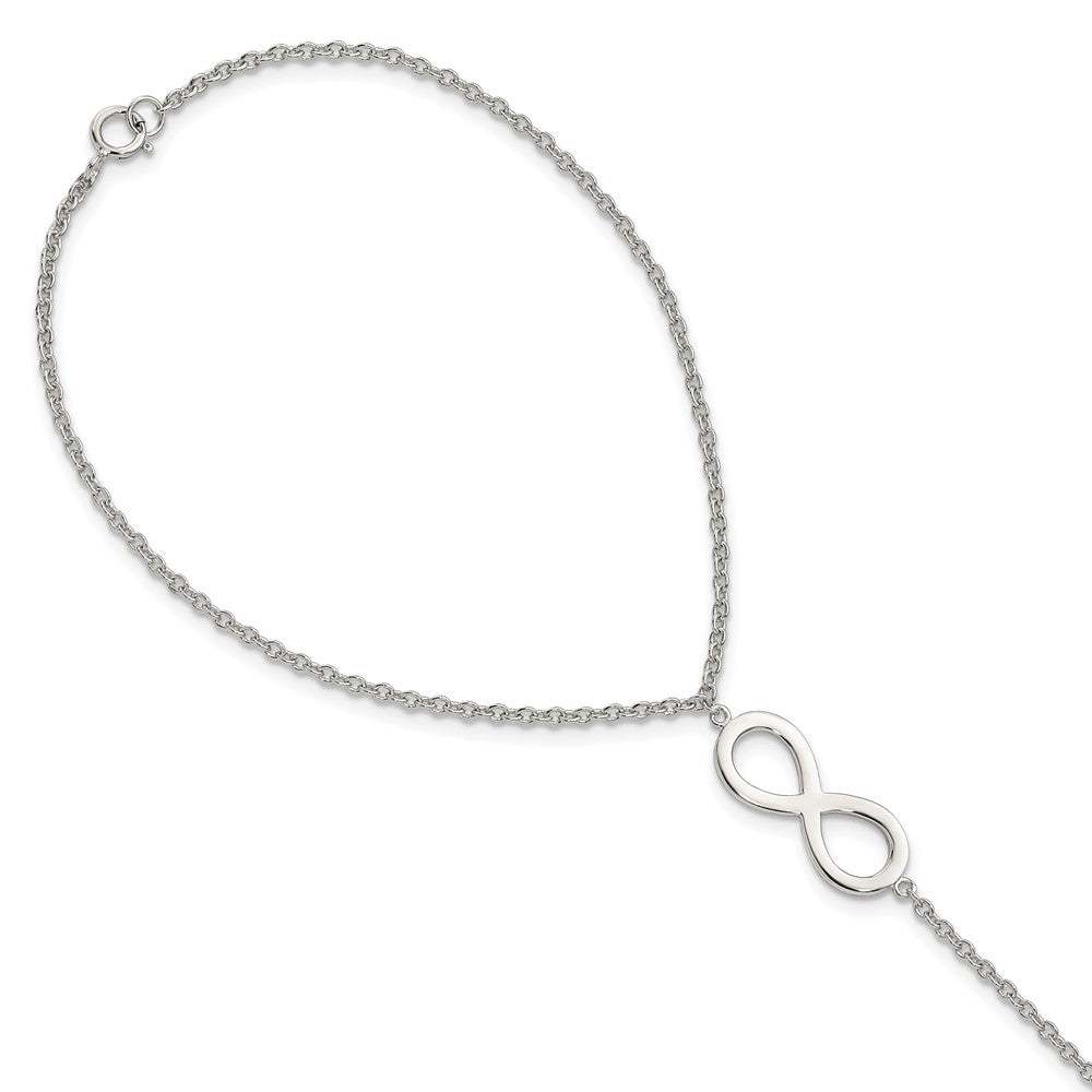 Sterling Silver Rh-Plated Polished Infinity Symbol Attached Ring/Bracelet