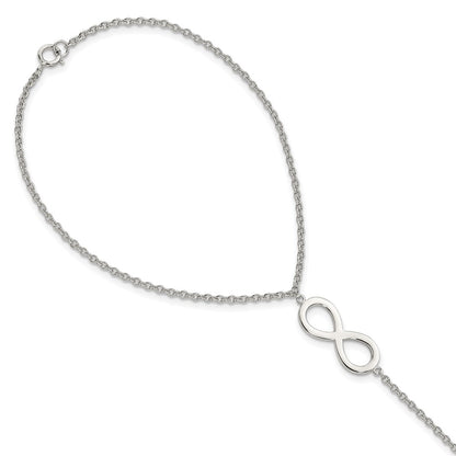Sterling Silver Rh-Plated Polished Infinity Symbol Attached Ring/Bracelet
