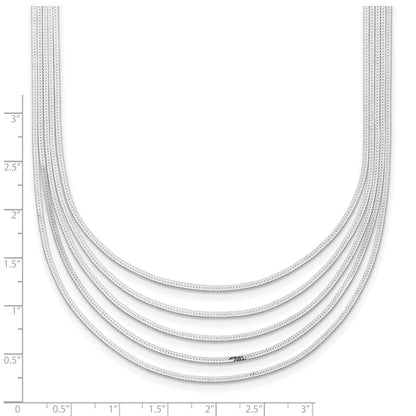 17 Inch Sterling Silver 5-Strand Herringbone Chain W/2In Ext Necklace