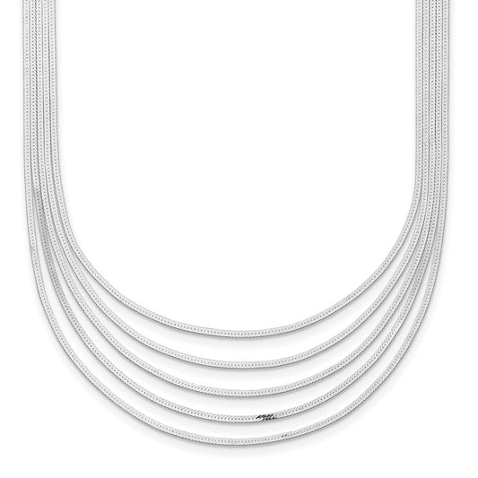 17 Inch Sterling Silver 5-Strand Herringbone Chain W/2In Ext Necklace