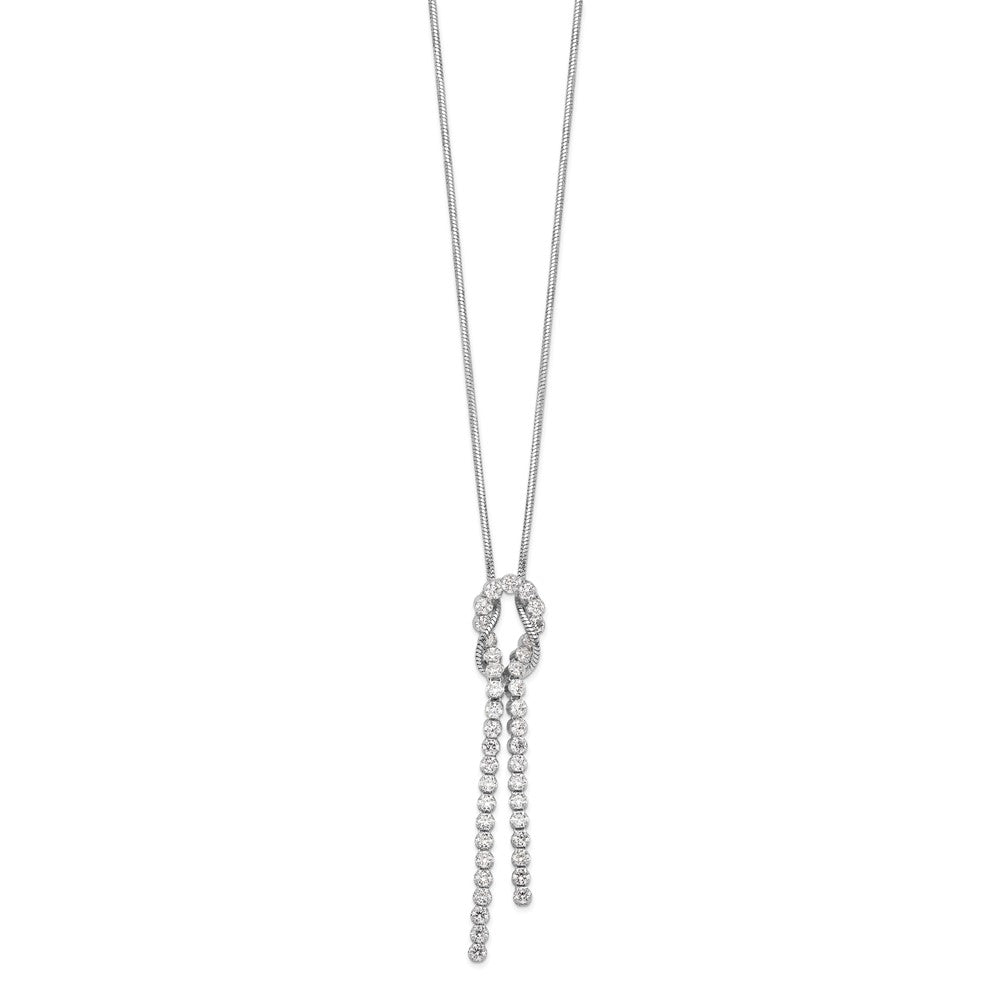 18 Inch Sterling Silver Rhodium-Plated Cz Knotted Snake Chain Necklace