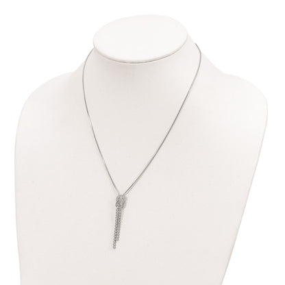 18 Inch Sterling Silver Rhodium-Plated Cz Knotted Snake Chain Necklace