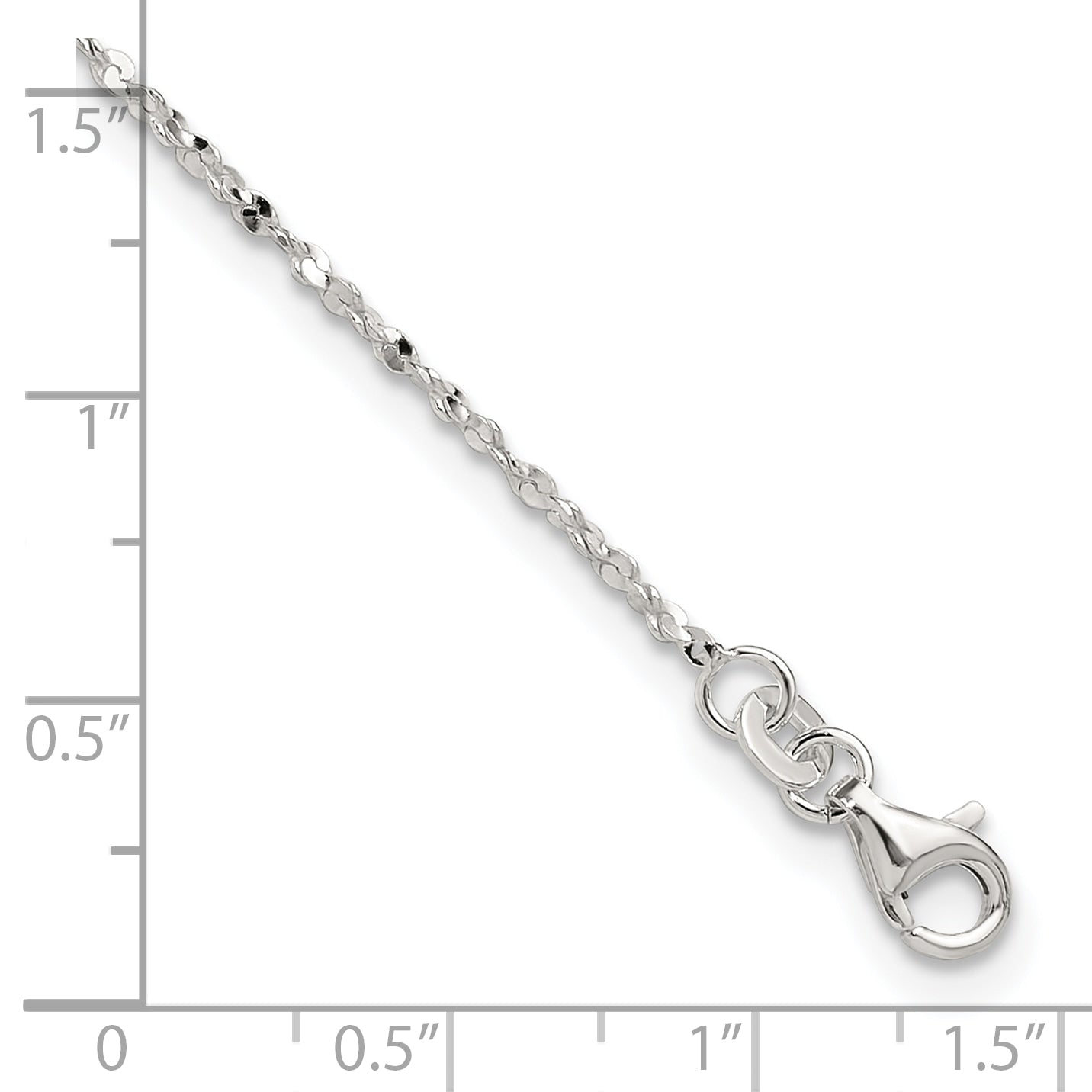 Sterling Silver Twisted Serpentine Heart 9 Inch Plus 1.5 Ext. Anklet