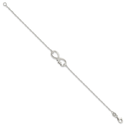 Sterling Silver Polished Infinity Sign W/Hope 7.5 Inch Bracelet