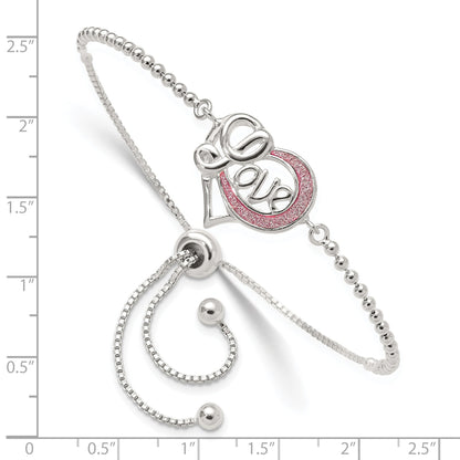 Sterling Silver Glitter Infused Infinity Love Adjustable Bracelet