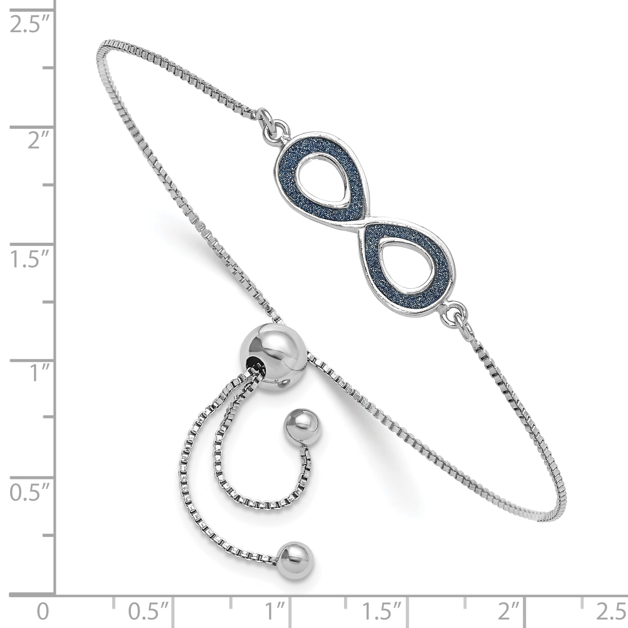 Sterling Silver Rhod-Pltd Glitter Infused Infinity Adjustable Bracelet