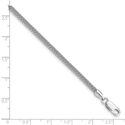 7.5 Inch Sterling Silver Rhodium-Plated 3mm Corona Chain Bracelet
