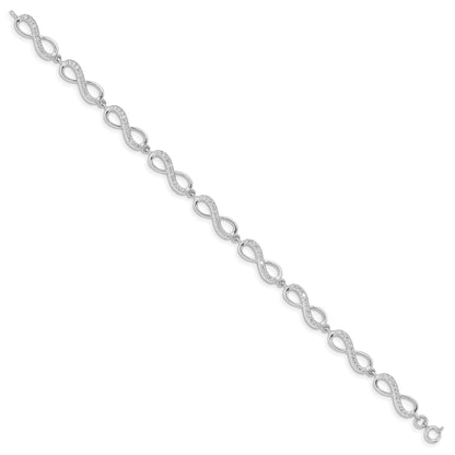 7 Inch Sterling Silver Rhodium Plated Cz Infinity Bracelet