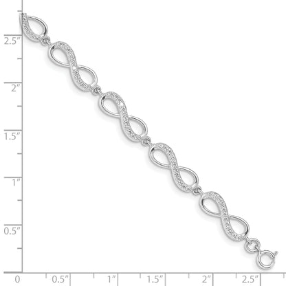 7 Inch Sterling Silver Rhodium Plated Cz Infinity Bracelet