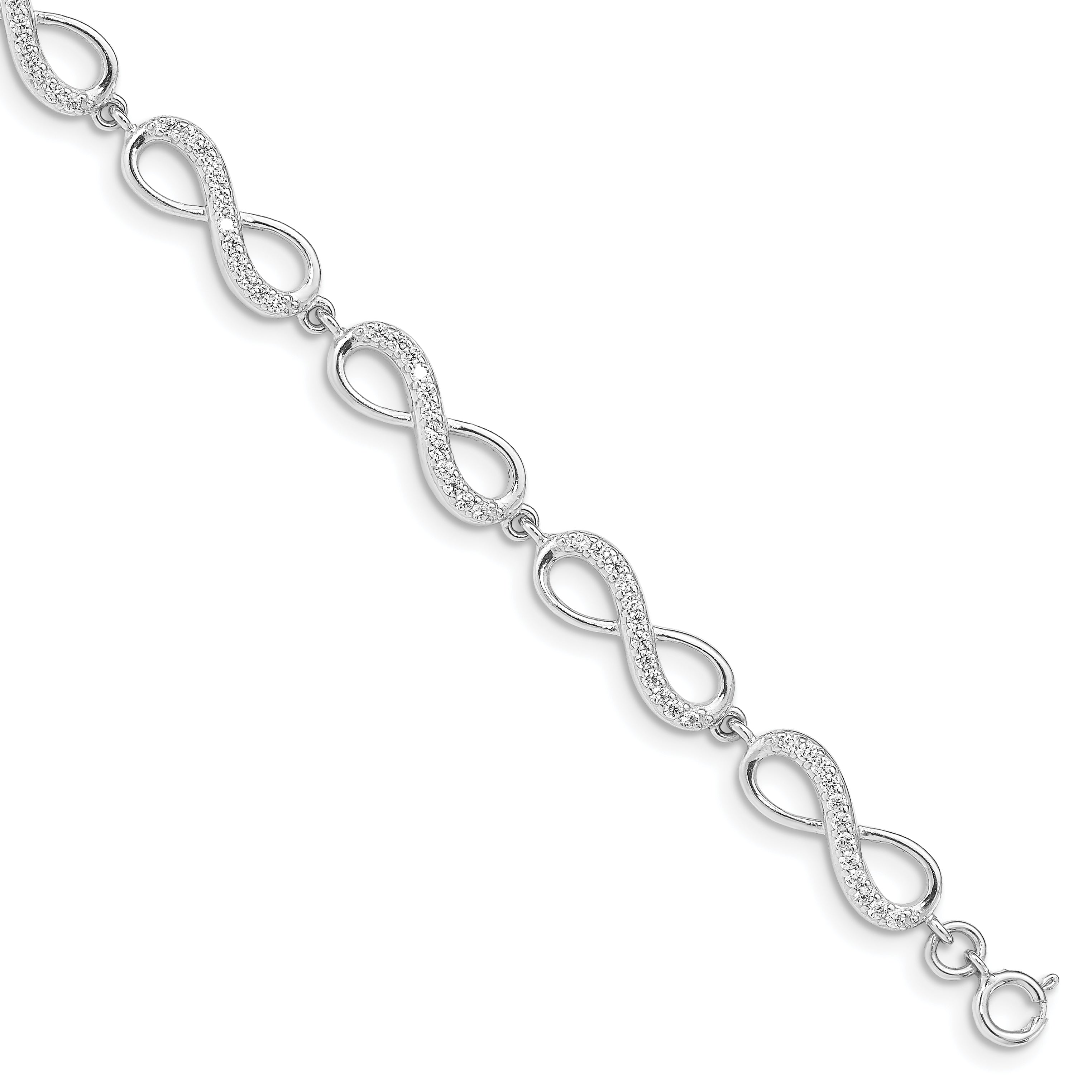 7 Inch Sterling Silver Rhodium Plated Cz Infinity Bracelet