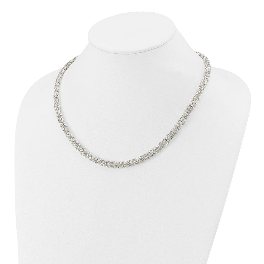 Sterling Silver Polished Byzantine Link Necklace