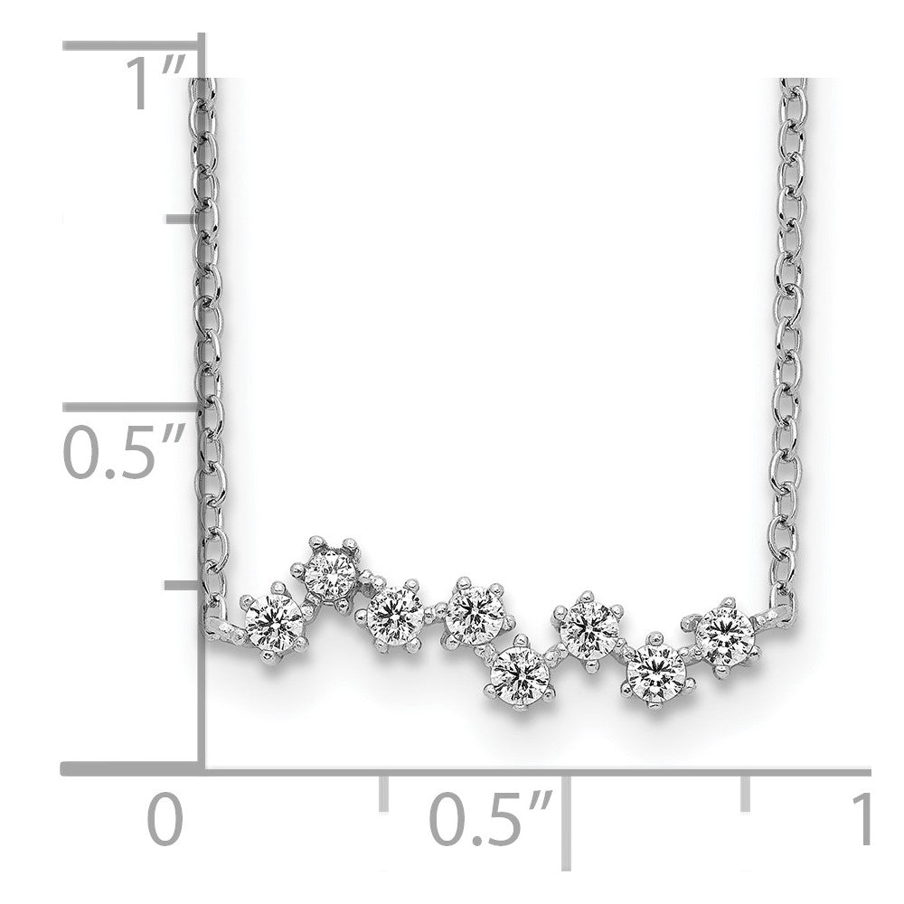 Sterling Silver Rhodium-Plated Cz Stars Pendant W/ 2In Ext. Necklace