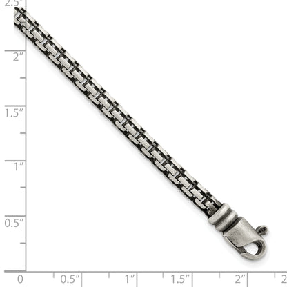 8.5 Inch Sterling Silver Brushed Antiqued Bismarck Chain Bracelet