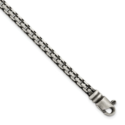 8.5 Inch Sterling Silver Brushed Antiqued Bismarck Chain Bracelet