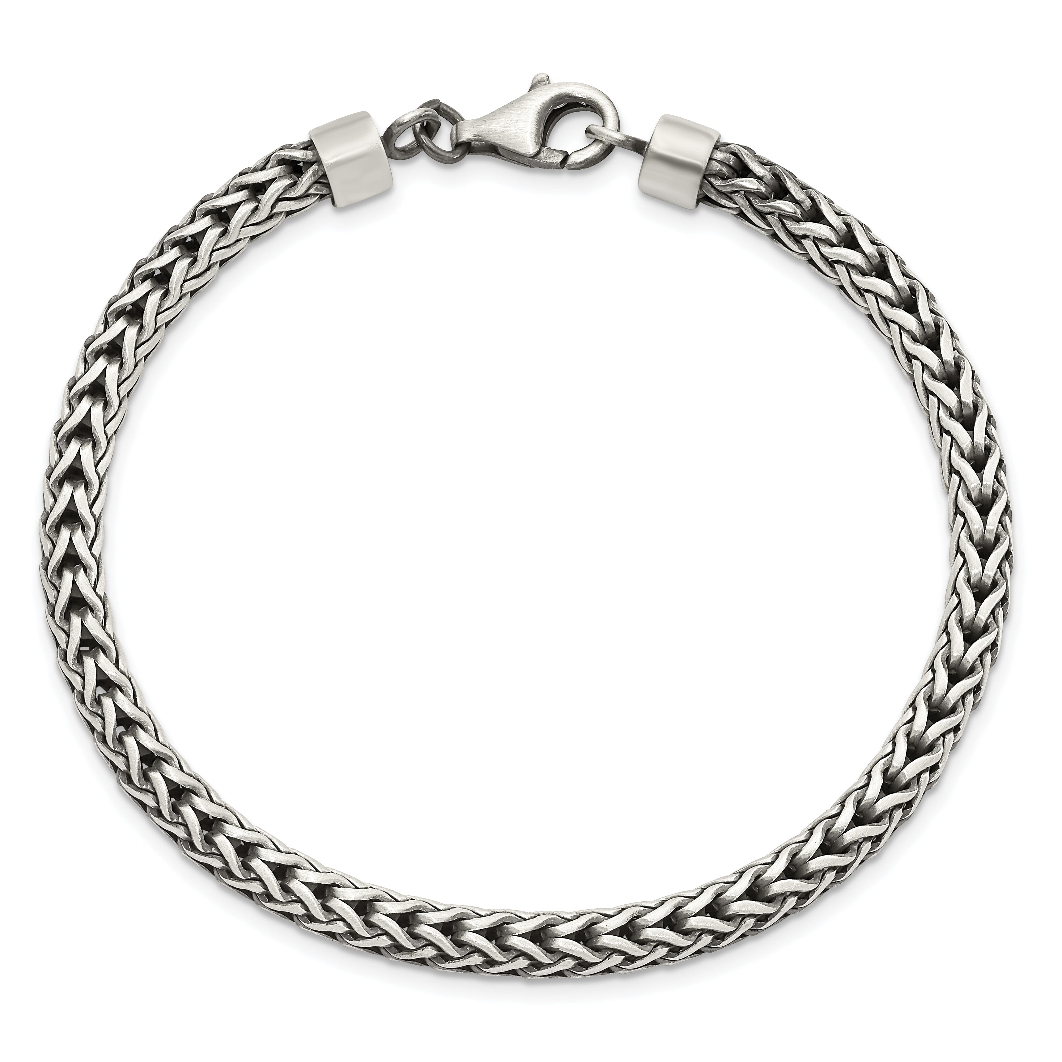 8.25 Inch Sterling Silver Satin & Antiqued Franco Chain Bracelet