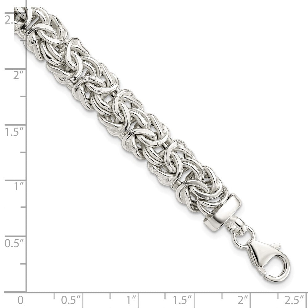 7 Inch Sterling Silver Polished 9.3mm Flat Byzantine 7In Chain Bracelet