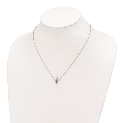Sterling Silver Rhodium-Plated Fingers Crossed Necklace