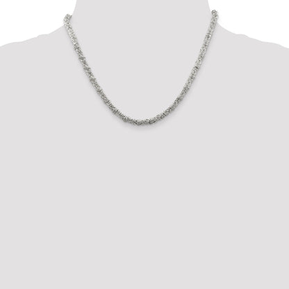 18 Inch Sterling Silver 4mm Fancy Byzantine Chain Necklace