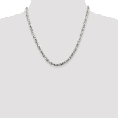 20 Inch Sterling Silver 4mm Fancy Byzantine Chain Necklace