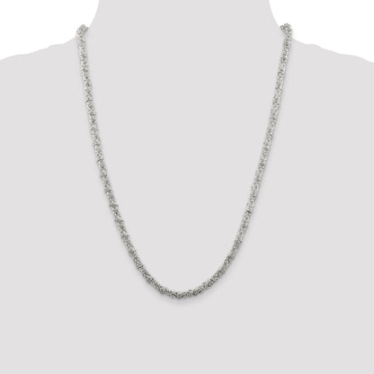 24 Inch Sterling Silver 4mm Fancy Byzantine Chain Necklace
