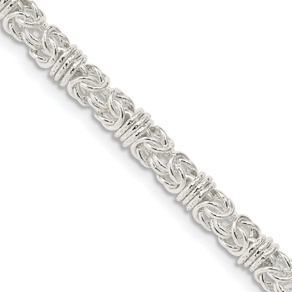 20 Inch Sterling Silver 4mm Fancy Byzantine Chain Necklace